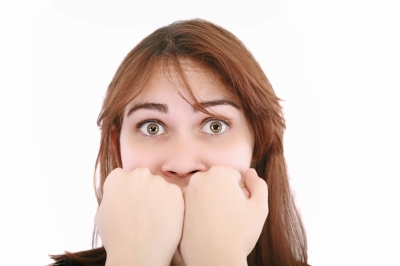 woman showing fear